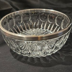 West German Schwarzwald Souvenir ALWE pre 1949 Crystal bowl w/silver plate rim.